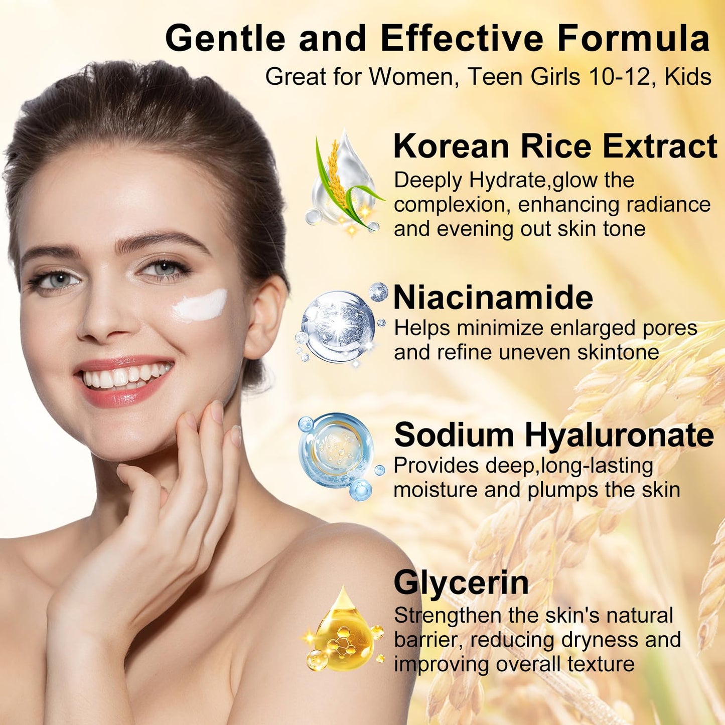 Skin Care Set,Women Teen Glass Skincare 6pcs w/Korean Rice Extract,Hydrate Glow Repair Anti-Aging Facial Routine Kit Gift for Women Mom Wife Teenage Girl Trendy Stuff Christmas Gifts Stocking Stuffers
