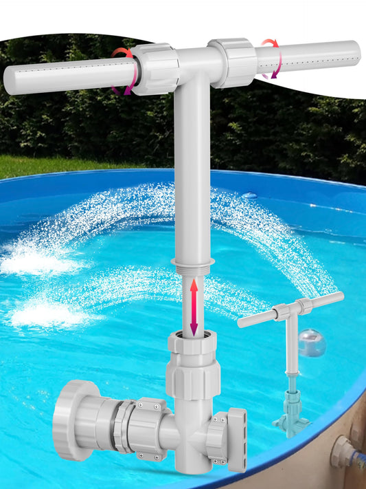 2026 Dual Spray Pool Fountain, 2-in-1 Retractable Height 360° Adjustable Waterfall Sprinkler Fountain, High-Pressure Pool Spray Fountain for Swimming Pool Spa Cooling, Grey