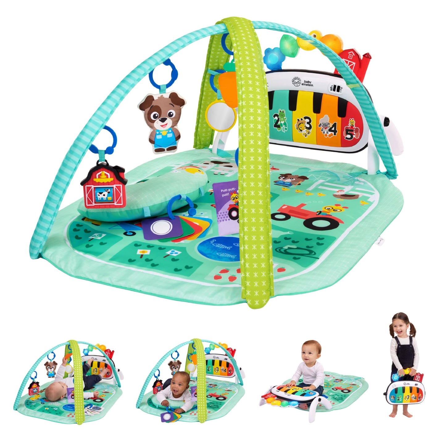 Baby Einstein Farm Explorers 4-in-1 Kickin’ Tunes Musical Meadow Music & Language Discovery Gym, Ages 0 Months and Up