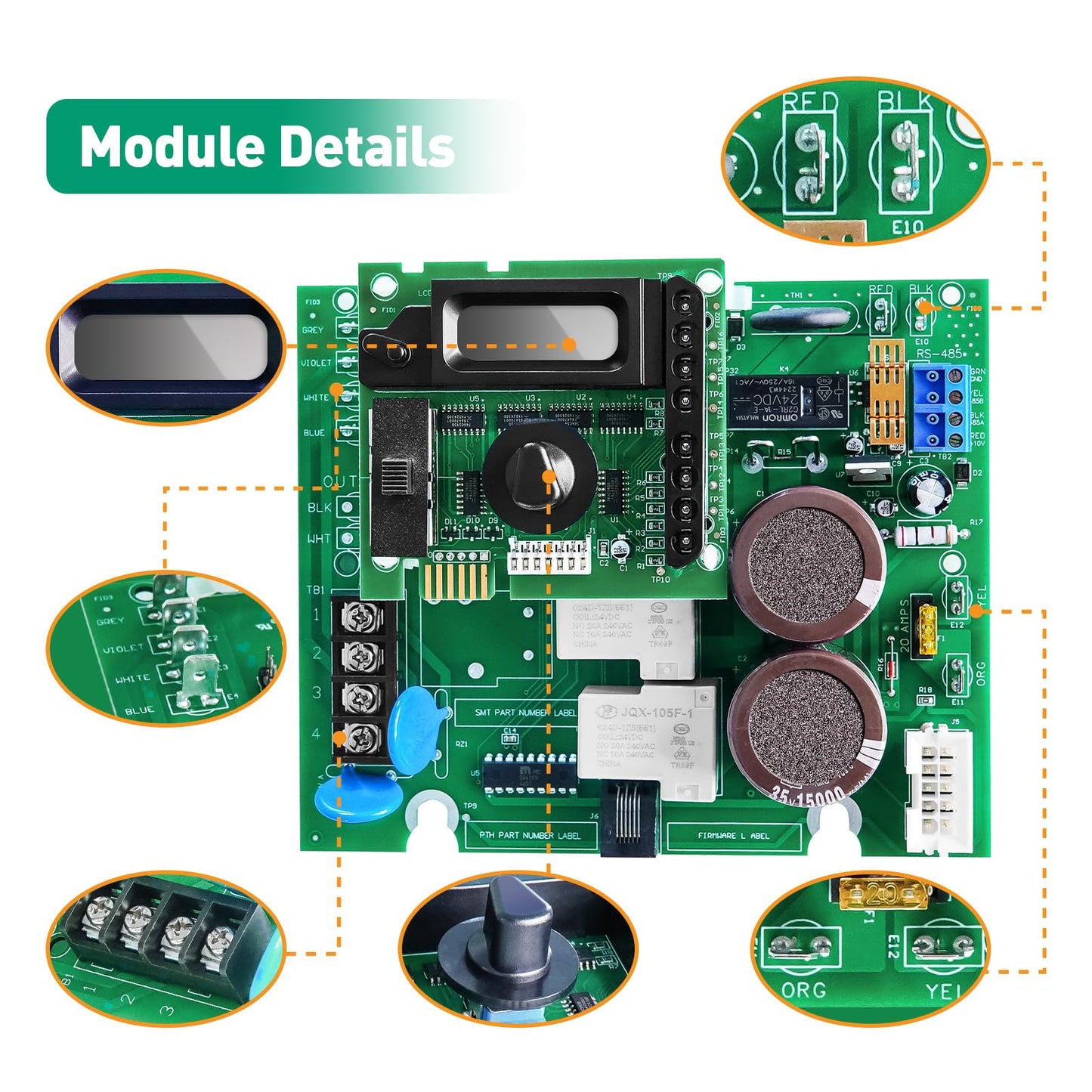 2026 GLX-PCB-RITE Control Board & GLX-PCB-DSP Display Board Set – Compatible with Hayward/Goldline Aqua Rite Saltwater Systems – Complete Pool Chlorinator Replacement Kit - Green
