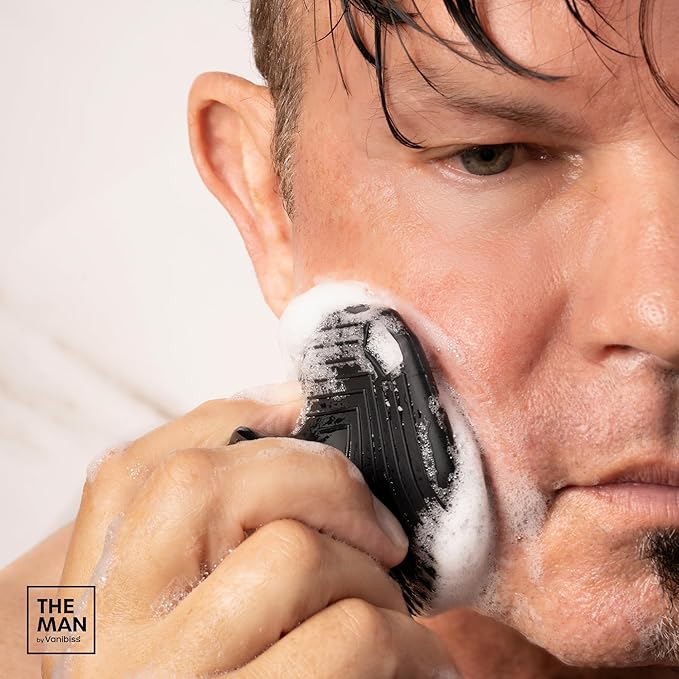 The Man Silicone Face Scrubber for Men - Gentle Exfoliator Face Massager - Removes Dead & Dry Skin - Facial Cleansing Brush