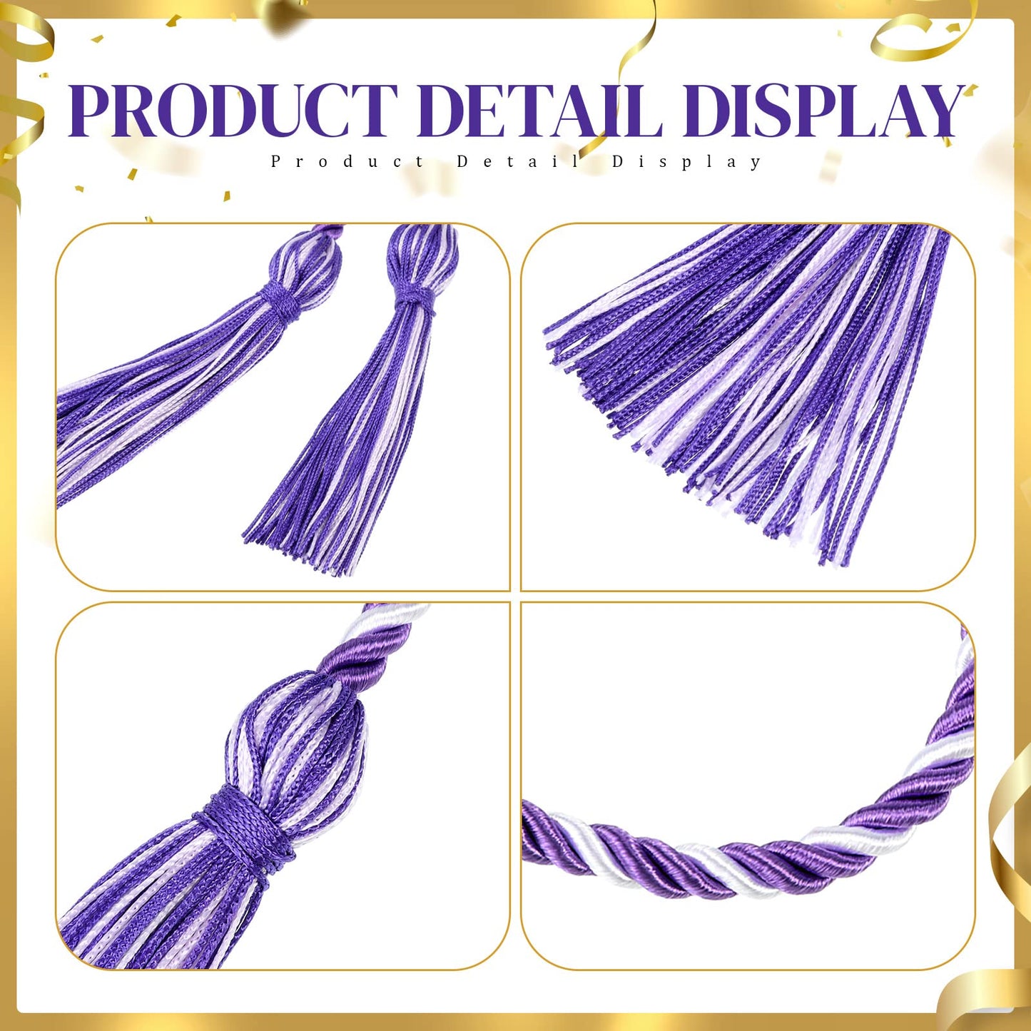WILLBOND 12pcs Graduation Rope Honor Cord Tassel Set, Graduation Accessories for Ceremony, Graduate Students Souvenir and Gift (Purple, White)