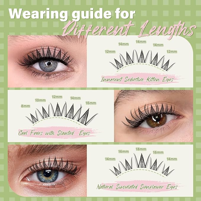 KEYYOU Fairy Lash Clusters Snow Lotus Lash Extension D Curl 120Pcs Eyelash Extension Wispy Natural Invisible Band Lash with Waterproof DIY Lash Extension at Home(Snow Lotus-D-8-18MIX)