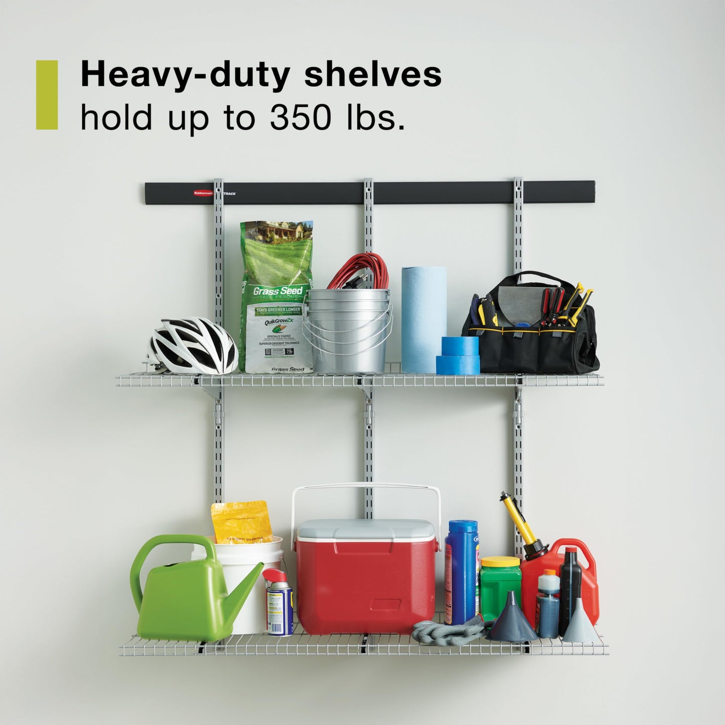 Rubbermaid Fasttrack Rail Storage 36"x12" 3-Shelf Kit, 350 lbs. Per Shelf, for Home/Garage/Shed/Workshop Organization