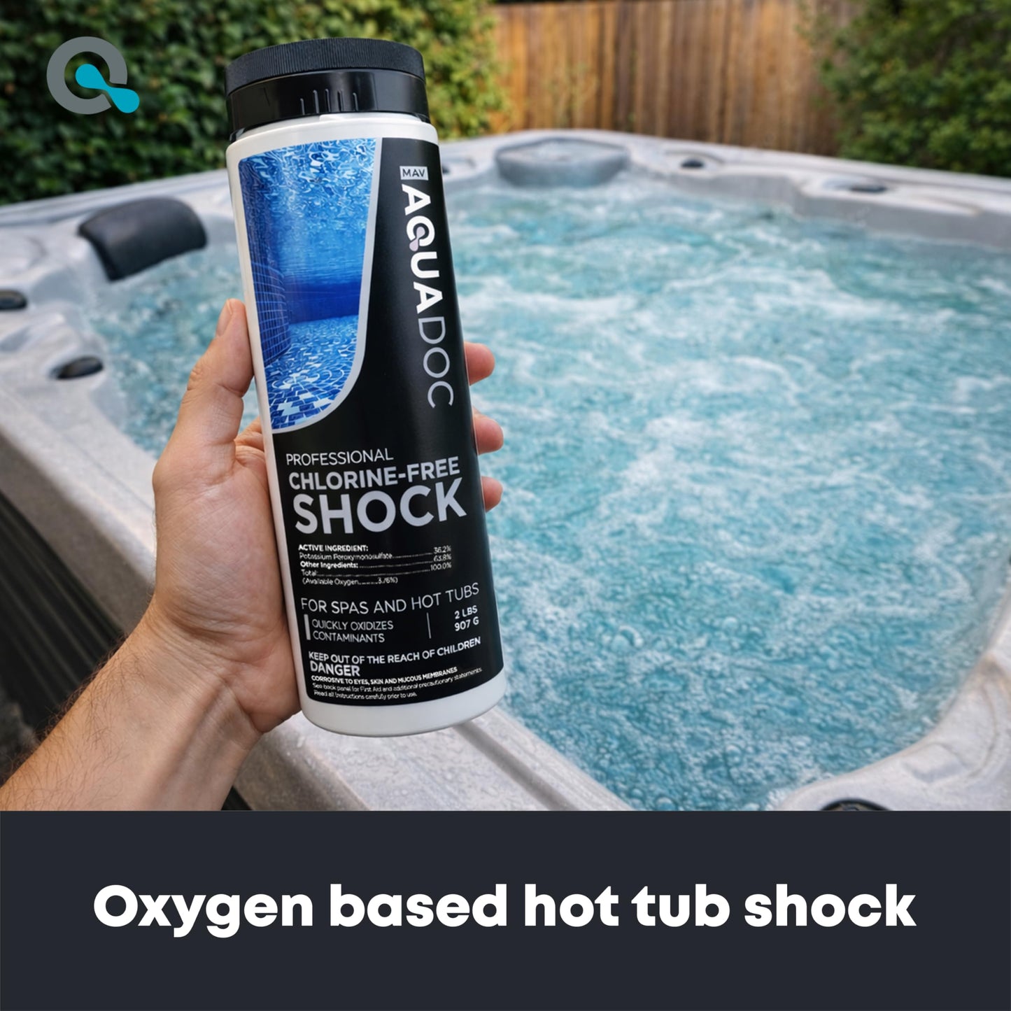 AquaDoc Oxidizing Shock for Hot Tub - 32oz - Oxygen Based Non Chlorine Spa Shock Oxidizer for Hot Tub to Support Bromine and Chlorine Systems - Made in USA