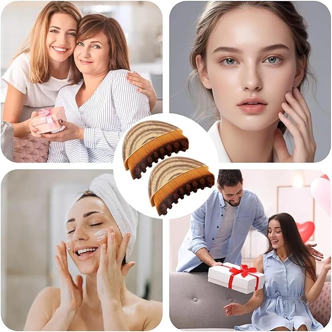 2 Pcs Facial Lymphatic Drainage Brushes Set for Face Contour Jawline Sculpting Real Dry Massage Tool with Soft Bristle for Puffiness Relief Skin Tightening & Natural Glow Professional Beauty Care Set