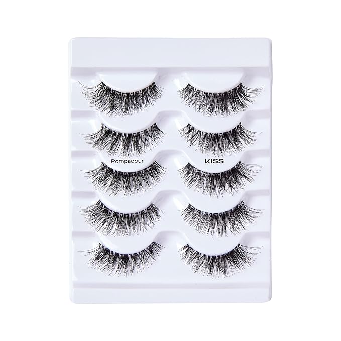 Kiss So Wispy, False Eyelashes, 'Pompadour', 16mm, Includes 5 Pairs Of Lashes, Easy to Apply, Reusable Lash Clusters