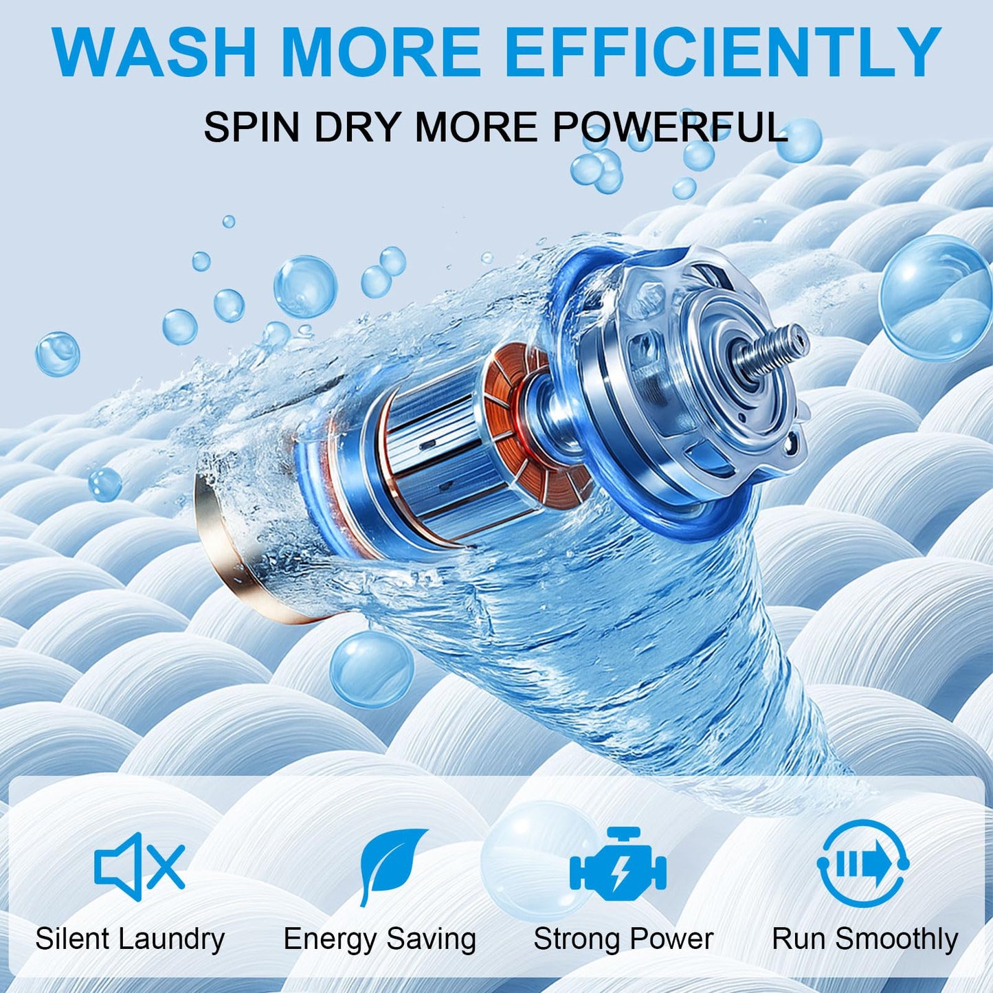DOGHLY Portable Washing Machine, 17LBS Full Automatic Washer and Spinner, 10 Programs with Child Lock & Energy-Saving, Compact Laundry Wash Spin Dryer for Apartment RV Dorm Home