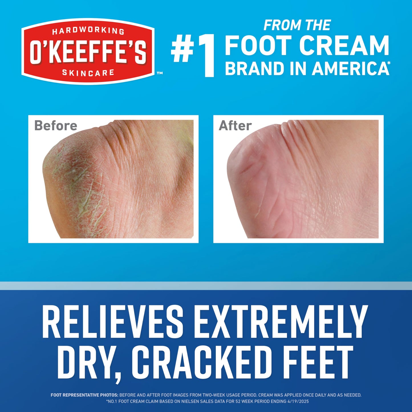 O'Keeffe's for Healthy Feet Foot Cream - 7 oz Tube (2 Pack) - Guaranteed Relief for Extremely Cracked, Dry Feet, Repairing Skincare, Instantly Boosts and Retains Moisture Levels