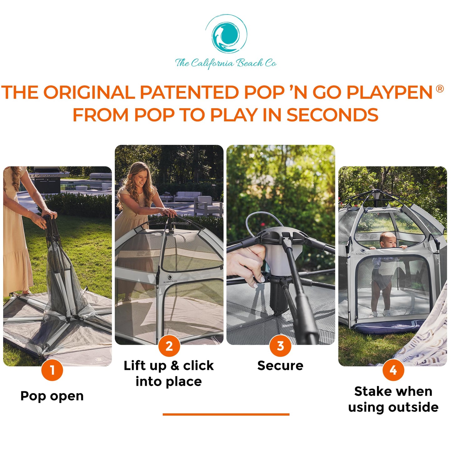 POP 'N GO PLAYPEN - Indoor & Outdoor Baby Playpen for Babies and Toddlers - Baby Beach Tent, Foldable, Portable W/Canopy, Travel Bag, & Mosquito Net - Pop Up Pack and Play Tent (Black)