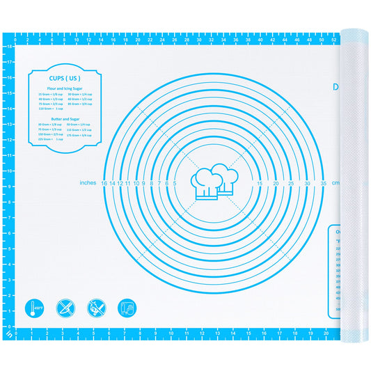Silicone Pastry Mat,28" x 20" Nonstick Large Durable Silicone Sheet Mat with Measurement Non-slip Dough Rolling Mat for Pie Crust, Pizza, Cookies