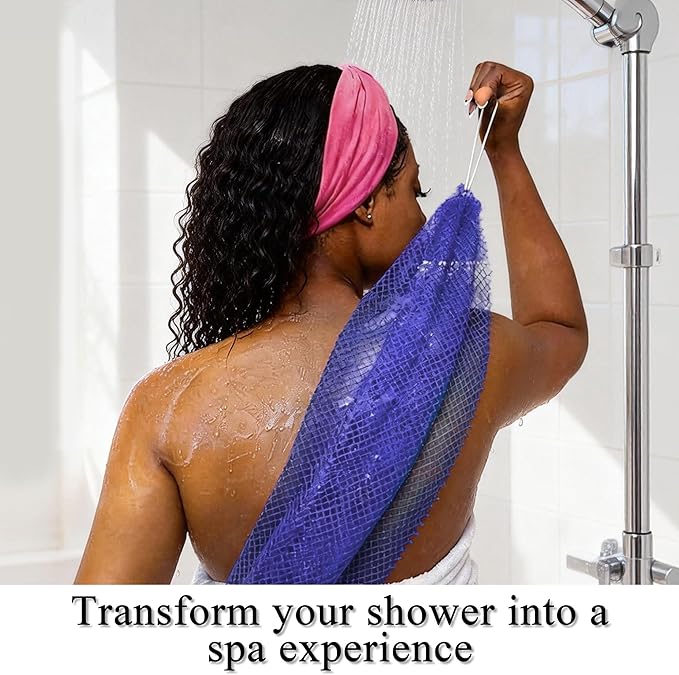 SubSahara Authentic African Net Sponge - 2 Pack Exfoliating Bath & Shower Loofah Sponge for Body & Face, Gentle Scrubber for All Skin Types, Travel, Durable (Dark Blue & Forest Green)
