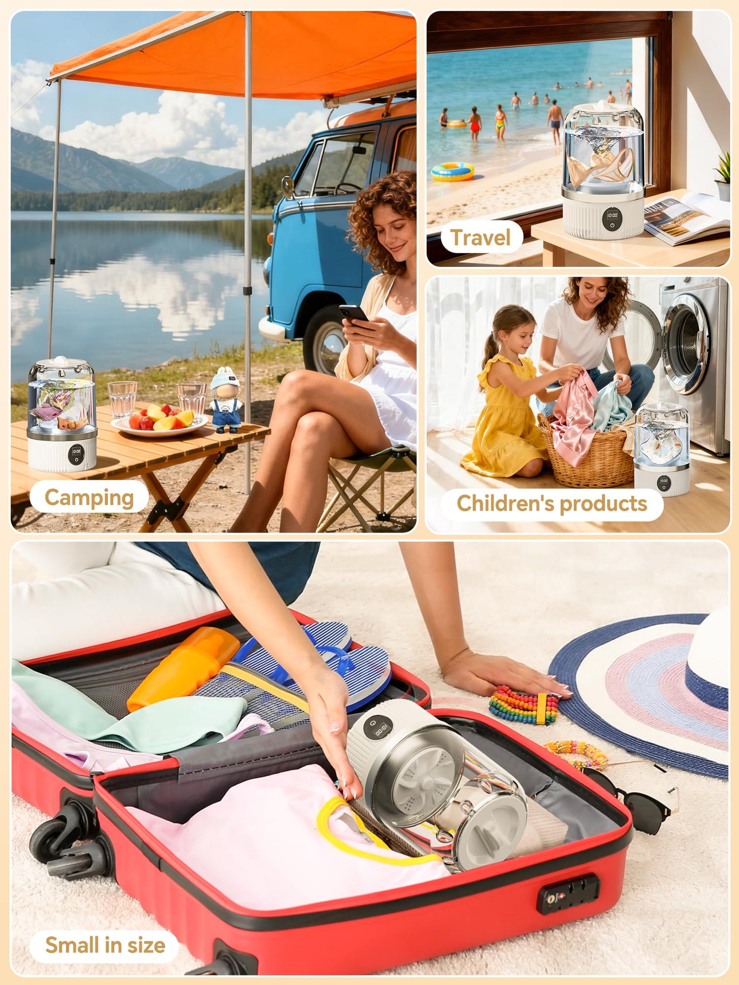 Portable Washing Machine,Mini Underwear Washer with LED Display,1L Small Washer,IP67 Waterproof, Delicate Wash for Socks,Bikinis & Doll Clothes,Ideal for Travel,Apartment,Camping,Dorms