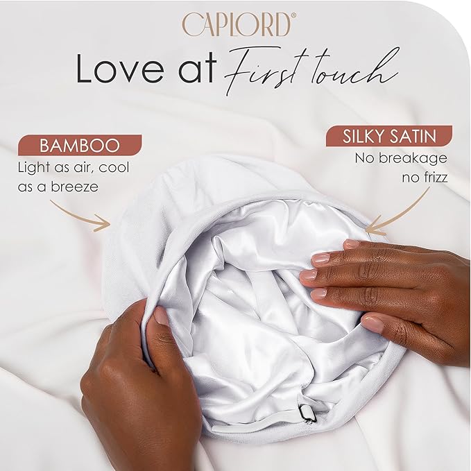 CAPLORD Satin Bonnet for Sleeping, Curly Hair Wrap Sleep for Men, Adjustable Silk Beanies for Women, Silk Hair Bonnet