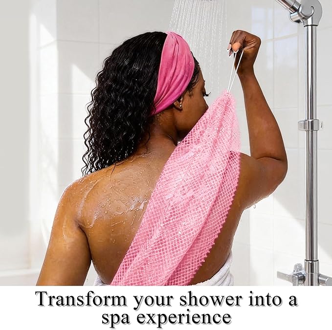SubSahara Authentic African Net Sponge - 2 Pack Exfoliating Bath & Shower Loofah Sponge for Body & Face, Gentle Scrubber for All Skin Types, Travel, Durable (Dark Pink & Light Pink)