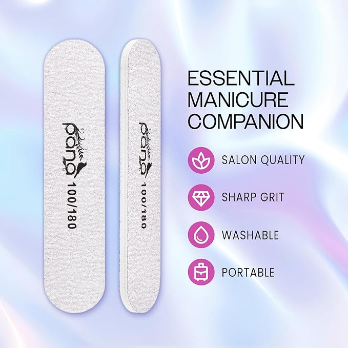 25PCS Mini Size PANA Professional Double Sided Nail Files - Zebra, 100/180 Grit - Emery Board Nail Buffering File Manicure Pedicure Nail Polisher Washable