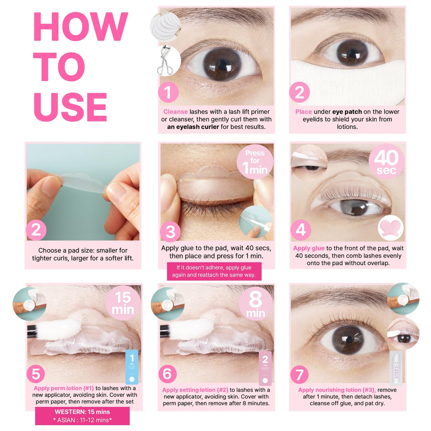 Korean Lash Lift Kit - 5 Sets At Home Eyelash Perm Kit with Upgraded Glue, Eyelash Lift, DIY Lash Perm Easy for Beginner & Professional, Semi Permanent Perming Wave Suitable For Salon & Home