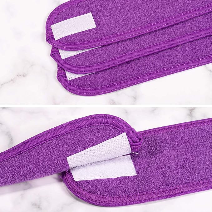 Whaline Spa Facial Headband 4 Packs Head Wrap Terry Cloth Headband Adjustable Stretch Towel for Bath, Makeup and Sport (Purple)