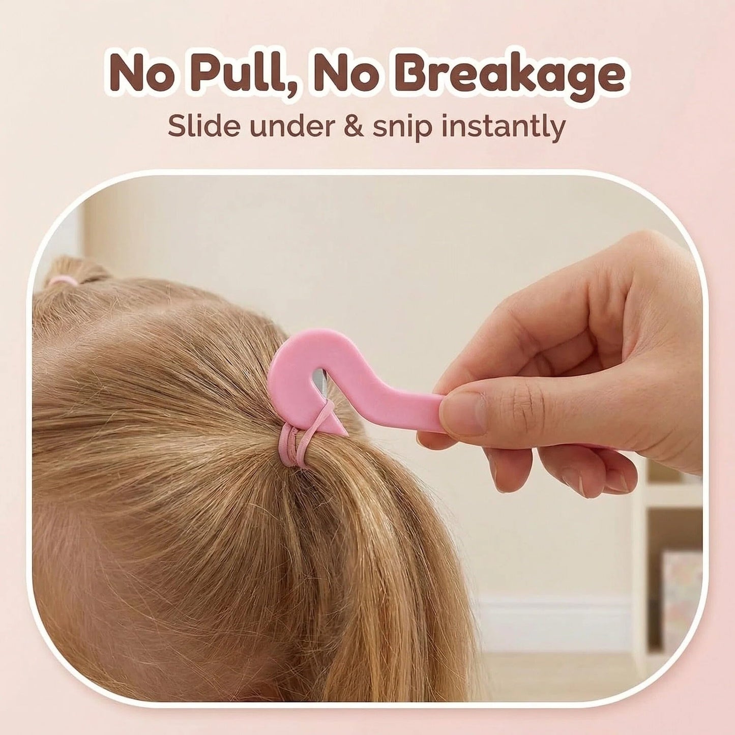 3pc Hair Tie Cutter Set - Pain Free Rubber Band Remover for Toddler Girls & Kids - Professional Elastic Hair Tie Cutter Tool for No-Damage Styling - Pink
