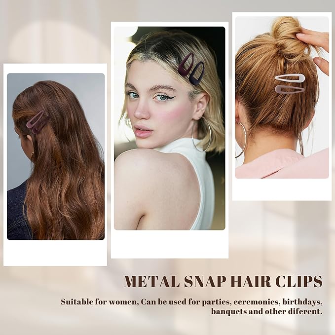 Small Hair Barrettes For Women No Slip Metal Snap Clips For Thin And Fine Hair,Matte Black Red White,20 PCS,1.97 x 0.5 Inch.