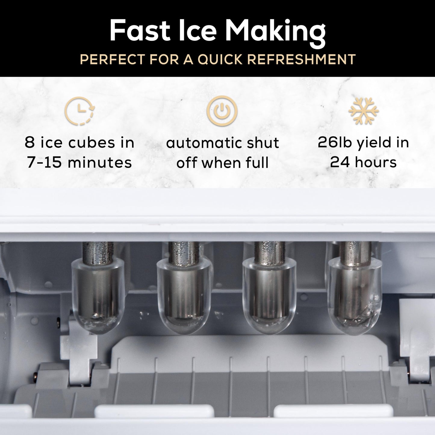 Igloo Automatic Ice Maker, Self- Cleaning, Countertop Size, 26 Pounds in 24 Hours, 9 Large or Small Ice Cubes in 7 Minutes, LED Control Panel, Scoop Included, Perfect for Water Bottles, Mixed Drinks