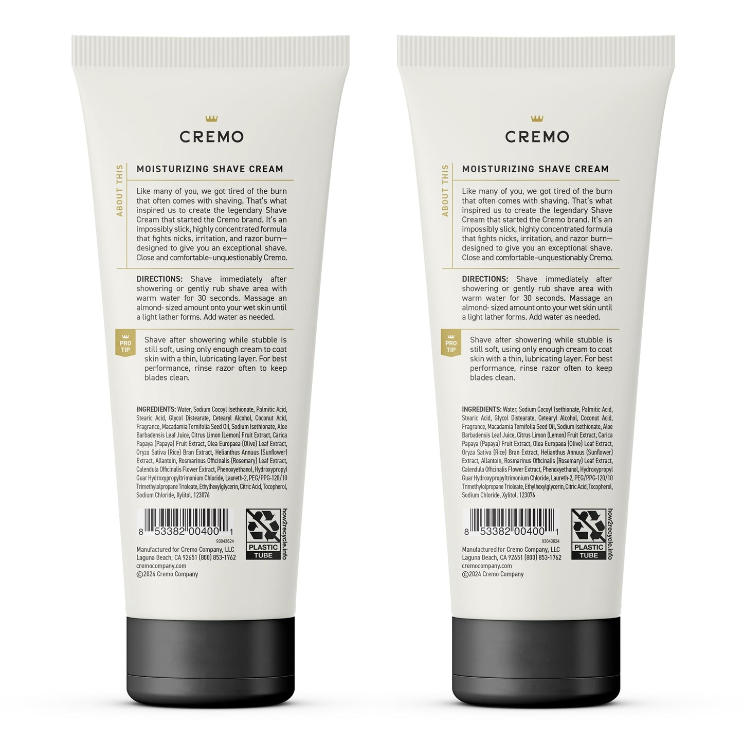 Cremo Shaving Cream Mens, Astonishingly Superior Ultra-Slick Shaving Cream for Men, Fights Nicks, Cuts And Razor Burn, 6 Fl Oz (2 Pack)