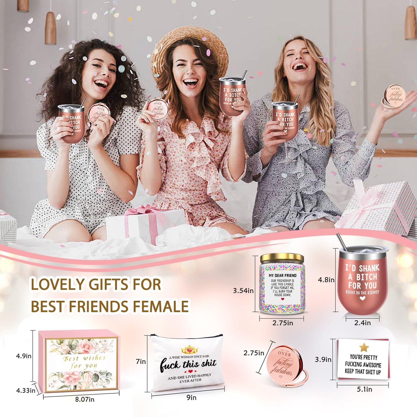 Birthday Gifts for Women Best Friends,Friendship Gifts for Women Her BFF Female Friends Bestie Sister Gift Basket from Sister Lavender Scented Candles 12oz Tumbler