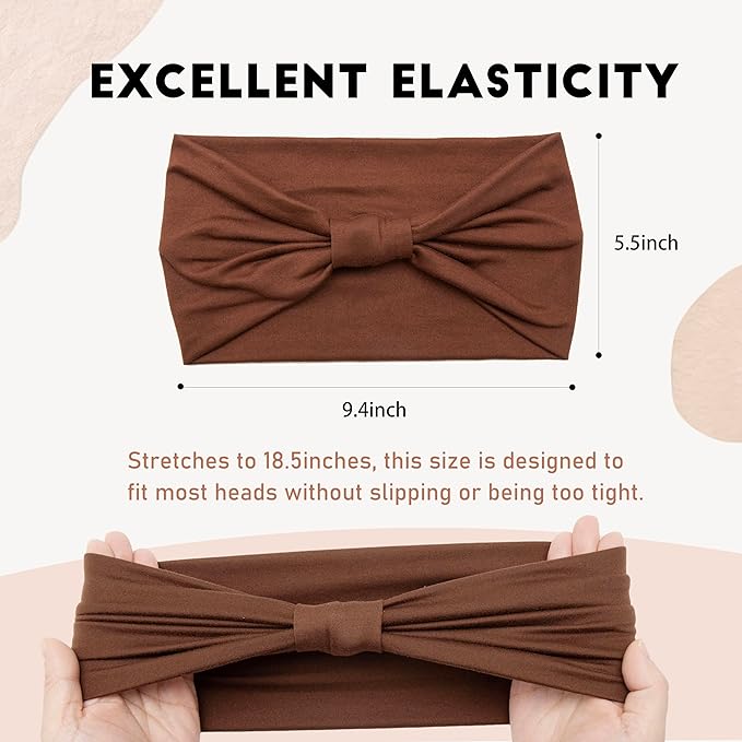 Wide Headbands for Women - 6 Pack Thick Stretchy Elastic Cloth Head Bands for Women's Hair, Non Slip Sweat Bands Soft Workout Headbands for Running, Makeup Headband for Washing Face, Spa & Skincare