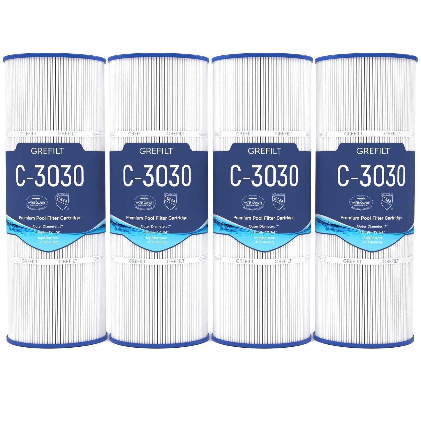 Grefilt C3030 Pool Filter Cartridges, Compatible with Hayward SwimClear C3030, C3020, C3025, Replace Hayward CX580XRE, Pleatco PA81, Unicel C-7483, 325 sq.ft, 4-Pack