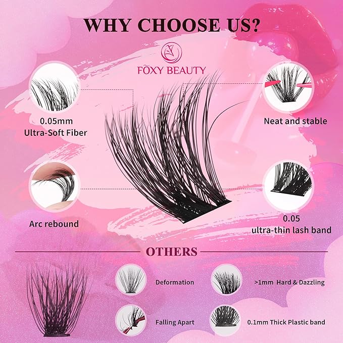 Bombshell Lash Clusters Kit Fluffy Lash Clusters Thick Eyelashes 80D-200D Eyelash Clusters Kit 400Pcs Eyelash Extension Kit DIY Lashes with Bond and Seal 10-18mm False Eyelashes