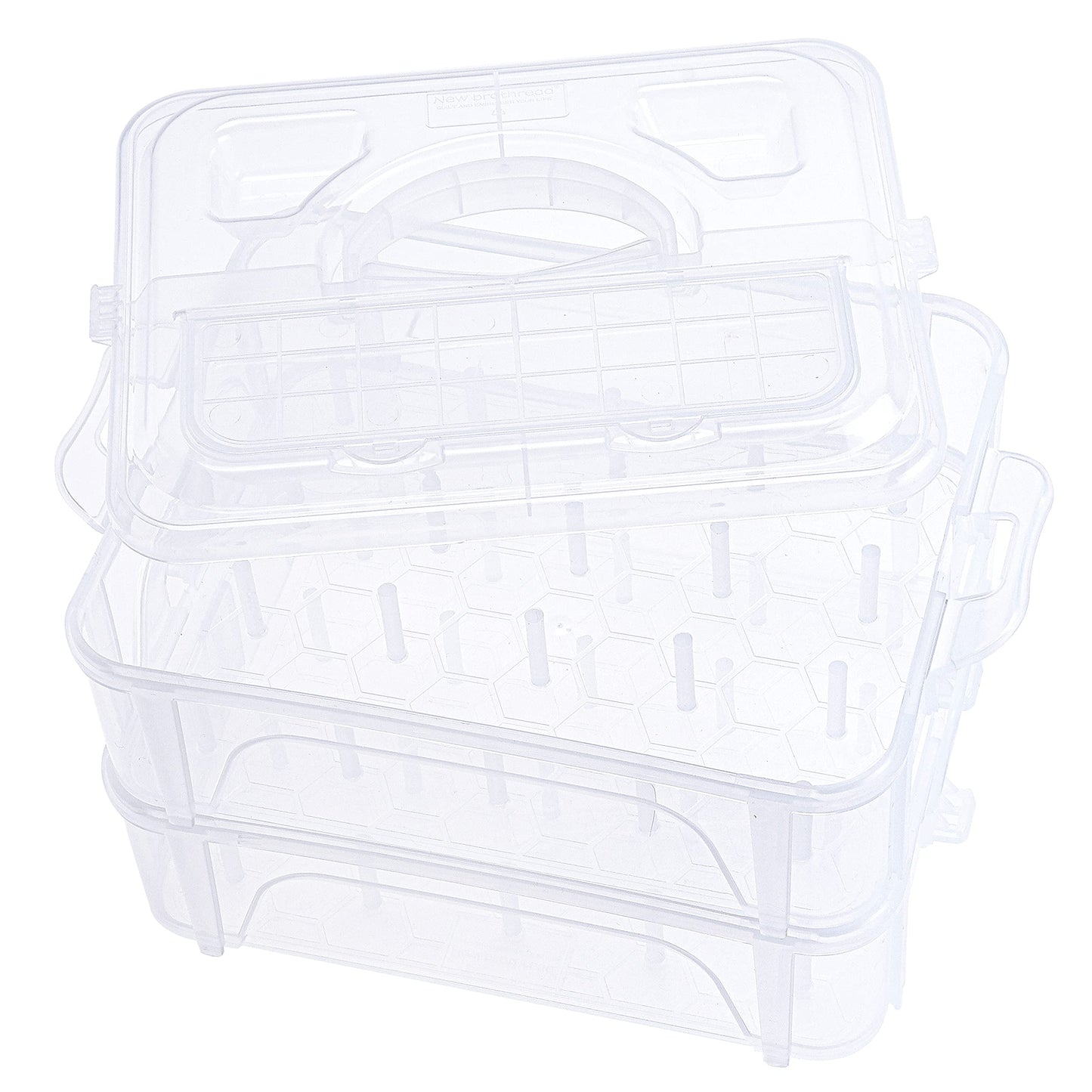 New brothread 2 Layers Stackable Clear Storage Box/Organizer for Holding 40 Spools Home Embroidery & Sewing Thread (Spool Size Requirement: Height≤2.2"/5.6CM; Width≤1.69"/4.3CM)