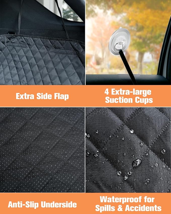 PETICON SUV Cargo Liner for Dogs, Waterproof Pet Cargo Cover Dog Seat Mat for SUVs Sedans Vans with Bumper Flap Protector, Scrachproof Non-Slip Large Size Dog Seat Mat Universal Fit