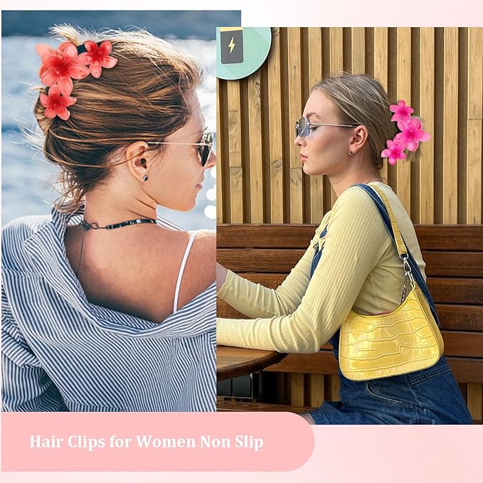 Ondder 4 Pcs Hair Clip, Flower Hair Clips for Women, 4.5 Inch Large Claw Clips, Non Slip Strong Hold Hair Clips for Thick Hair, Hair Accessories for Women Girls