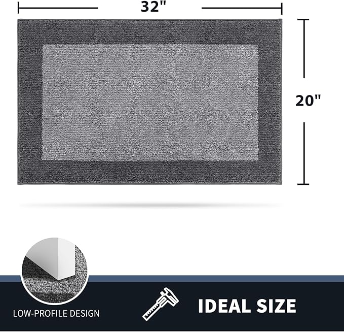 PURRUGS Dirt Trapping Door Mat 20" x 32", Non-Slip Washable Entry Mat, Dog Doormat, Front Door Mat, Super Absorbent Entrance Mat for Muddy Shoes & Paws, Light Grey & Grey