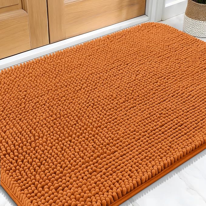 OLANLY Dog Door Mat for Muddy Paws 34x21, Absorbs Moisture and Dirt, Absorbent Non-Slip Washable Doormat, Quick Dry Chenille Mud Mat for Dogs, Entry Indoor Entryway Carpet for Inside Floor, Clay
