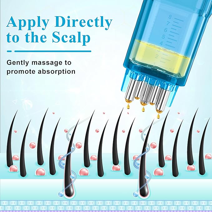 2 PCS Minoxidil Applicators with Cleaning Brush and Dropper, Anglecai Scalp Applicator Comb for Hair Oil Applicator Brush, Minoxidil Brushes for Scalp Applicator Comb for Hair Growth (Black+Blue)