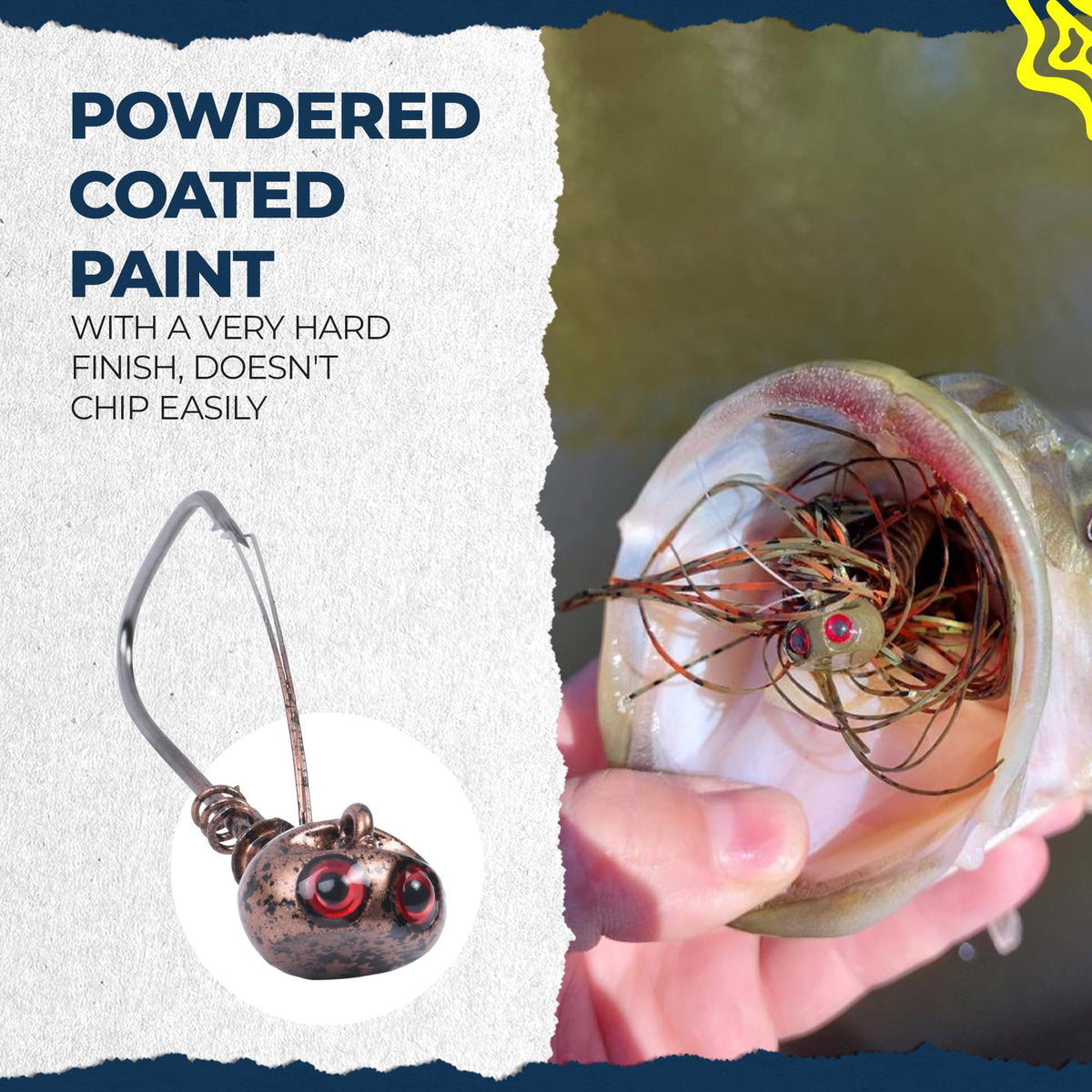 Fish Hog CPR Football Jig, Bass Jigs Weedless Fishing Lures Jigs for Bass Fishing - Crawfish Imitator with Flat Head & 3D Red Eyes, 5/0 Hook, 3/8 Oz - Pack of 4, Made in USA