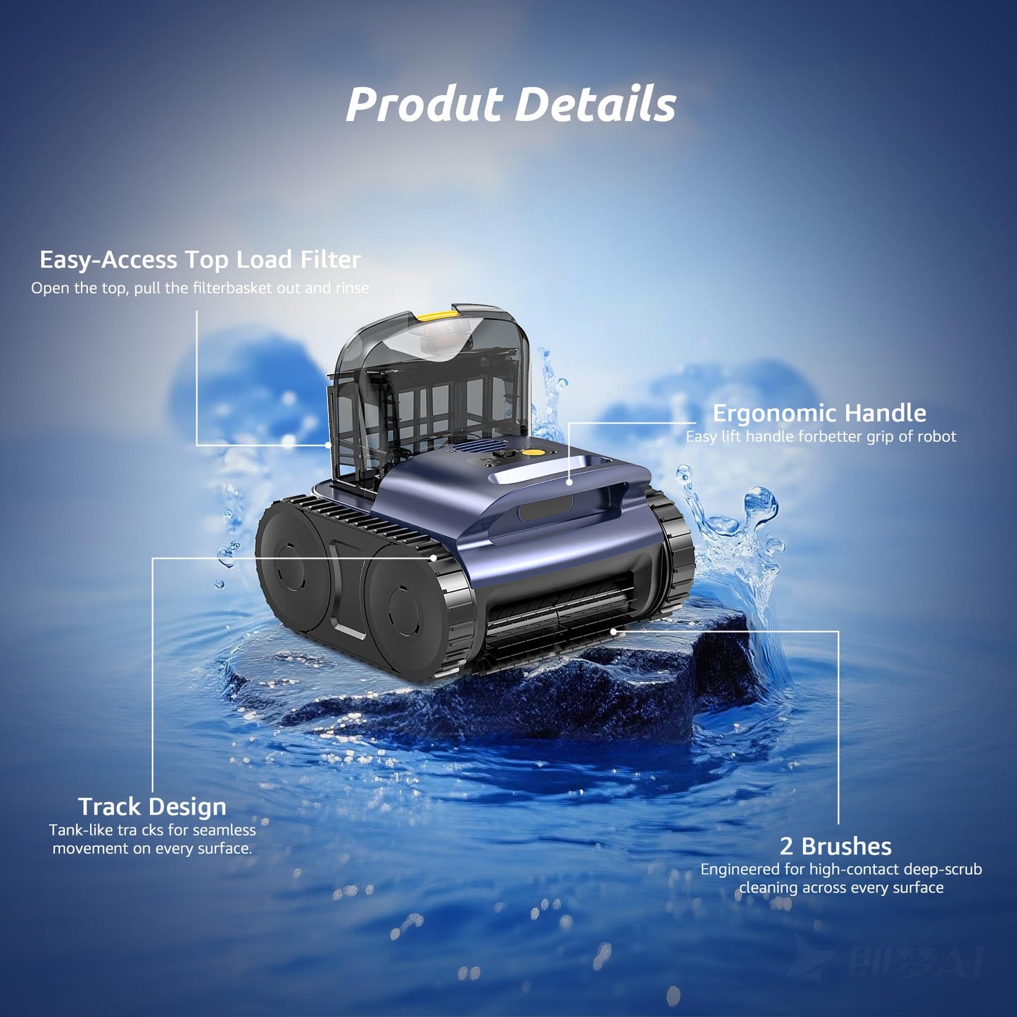 (2026 Upgrade) Cordless Robotic Pool Cleaner, 180 Mins Runtime Robotic Pool Vacuum for Inground Pools, Wall & Waterline Climbing Automatic Pool Vacuum with Sonar Navigation, Pool Up to 2150 Sq.ft