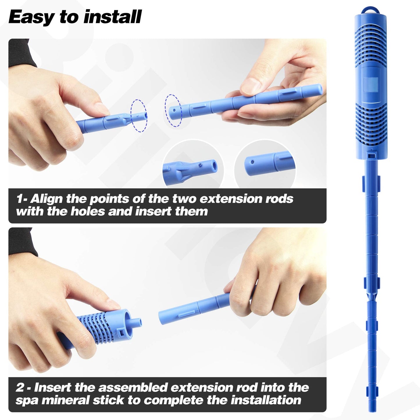Bilinavy Spa in-Filter Mineral Sticks Parts for Hot Tub Filter Cartridge, Last for 4 Months, Blue, 2PCS