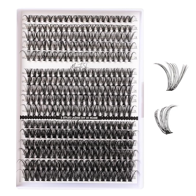 Lash Clusters 320pcs Individual Lashes 30D&40D&60D DIY Lash Extensions Lash Clusters False Eyelashes Natural Look 11-20mm Mix Cluster Eyelash Extensions EASY TO USE (30D+40D+60D-0.07D)