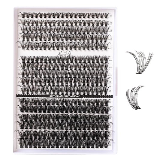 Lash Clusters 320pcs Individual Lashes 30D&40D&60D DIY Lash Extensions Lash Clusters False Eyelashes Natural Look 11-20mm Mix Cluster Eyelash Extensions EASY TO USE (30D+40D+60D-0.07D)