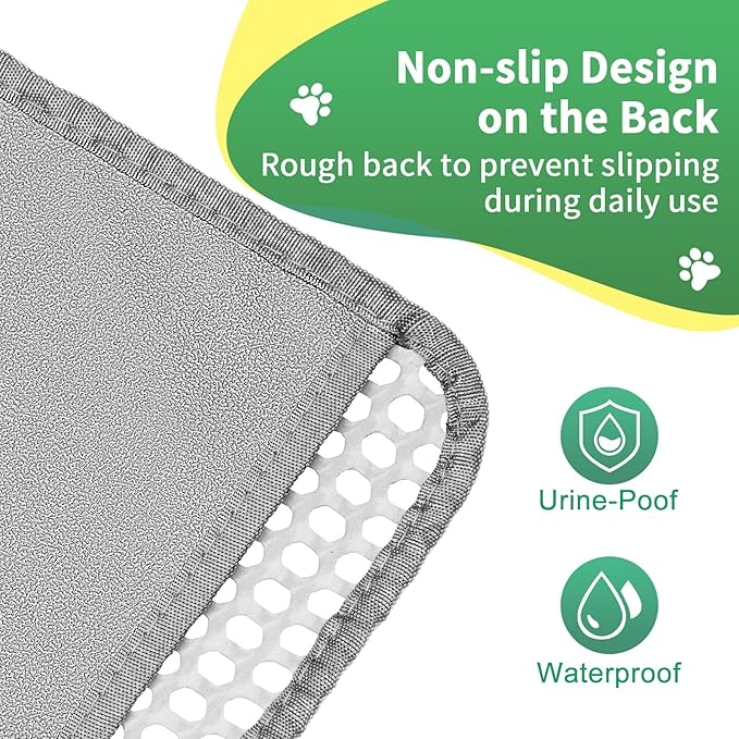 GRELY Cat Litter Mat, 32"x22" Litter Box Trapping Mat for Indoor Cat, 2 Layer Non-Slip Waterproof Urine Proof Collapsible Kitty Pet Rug