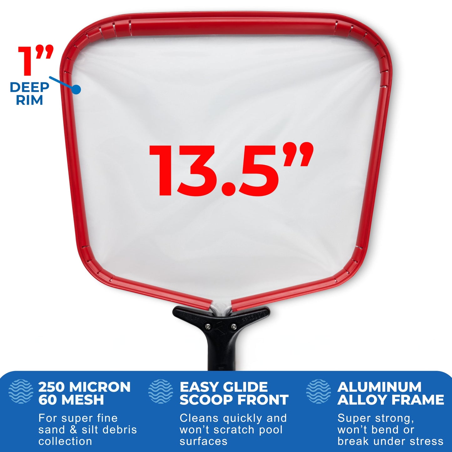 ProTuff Flat Pool Skimmer Net – 2 Year Unconditional Free Replacement – Heavy-Duty Flat Net, Fine Mesh for Leaves, Silt & Pollen – Strong Aluminum Frame, Fits Standard Telescoping Pole