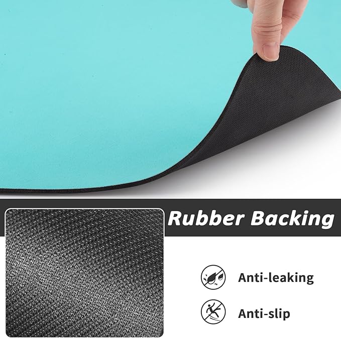 Dog Food Mat - Absorbent Cat Mat for Food and Water, No Stains Pet Feeding Bowl Mat, Easy to Clean Pet Placemats, Quick Dry Dog Water Dispenser Mat for Messy Drinkers | Teal 16"x 24"