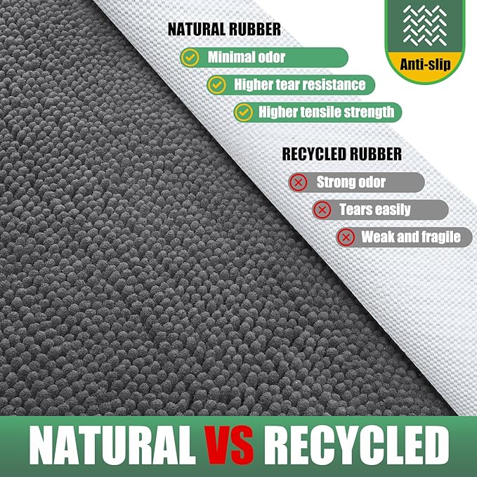 IM HOME Chenille Absorbent Outdoor Doormat 48" x 30", Washable Muddy Door Mats for Dog Non Slip Indoor Doormat Dog Mat for Muddy Paw Front Inside Doormats for Entryway Grey