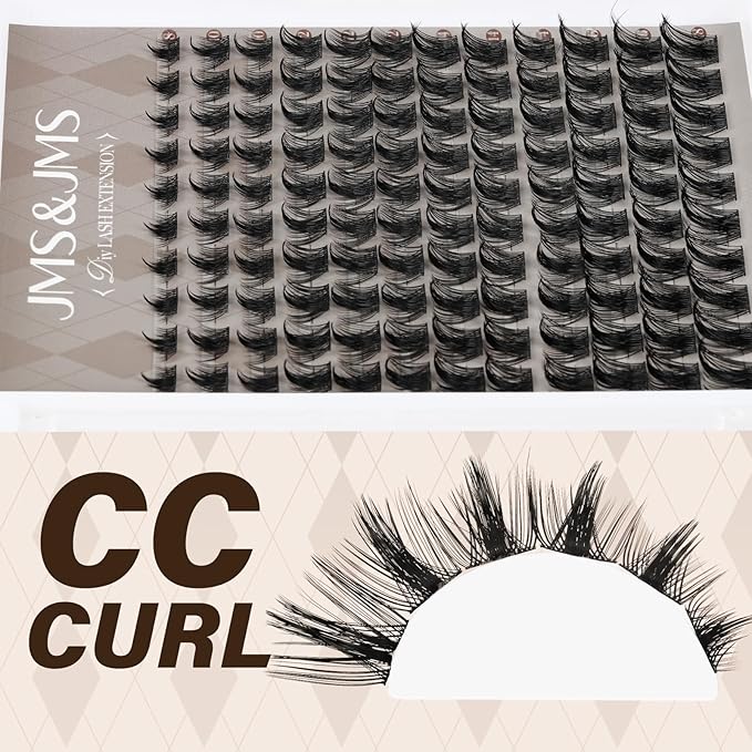 JMS&JMS Lash Extension Kit with Lash Bond and Seal Waterproof Lash Applicator Individual Lashes Velour Lash Clusters Kit Apply at Home(California Sunset,8-18MIX)