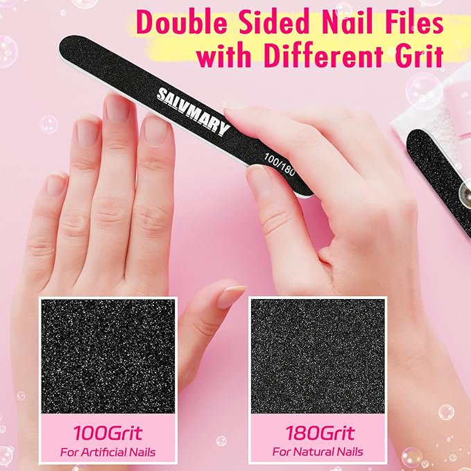 Nail Files and Buffers, Professional Manicure Tools Kit, 100/180 Grit Double Sided Emery Boards for Nails, 80/100 Grit Nail Buffer Blocks Supplies for Home Salon 8Pcs
