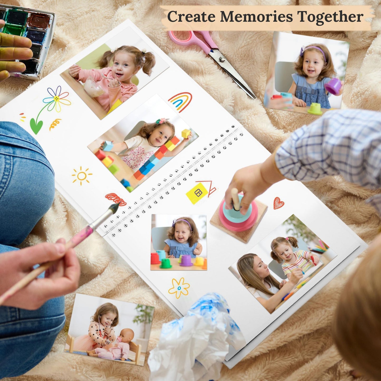 Scrapbook 10x10 Inch DIY Scrapbook Album Hardcover Kraft Paper Scrap Book Photo Albums 40 Pages Perfect for 4x6 / 5x7 Photos Memory Book for Family, Wedding