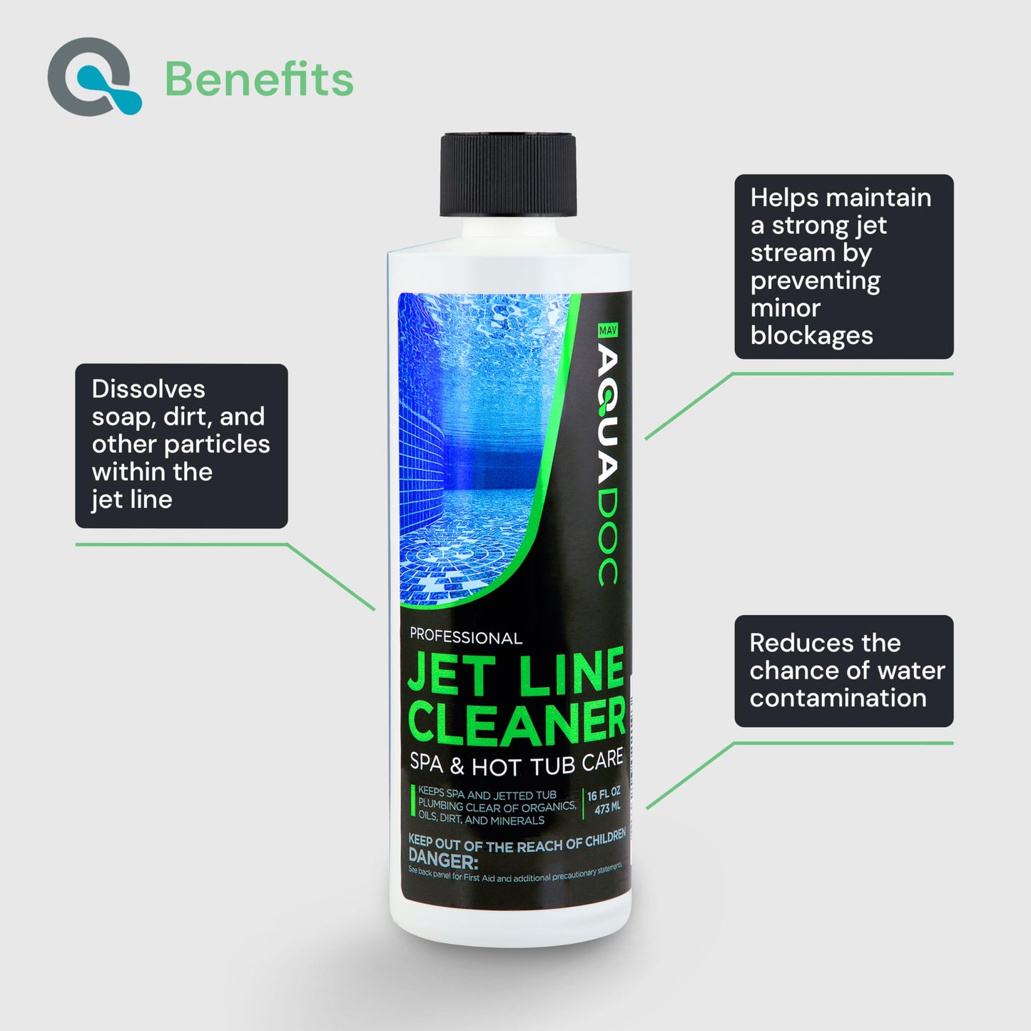 MAV AquaDoc Spa Jet Cleaner - Jet Line Cleaner for Hot Tubs & Jetted Tubs - Fast Acting Spa Flush (1 Pint)