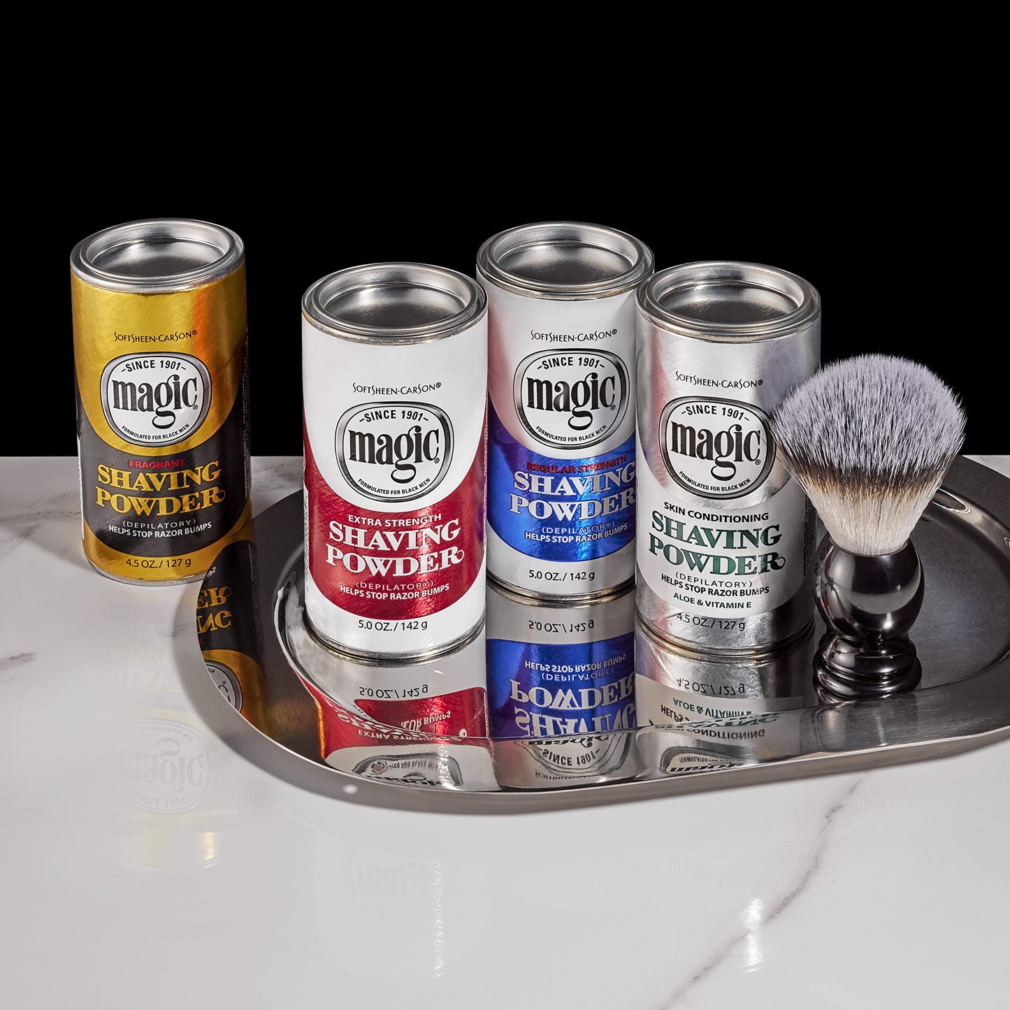 SoftSheen-Carson Magic Razorless Shaving for Men, Magic Skin Conditioning Shaving Powder, with Vitamin E and Aloe, formulated for Black Men, Depilatory, Helps Stop Razor Bumps, 4.5 oz